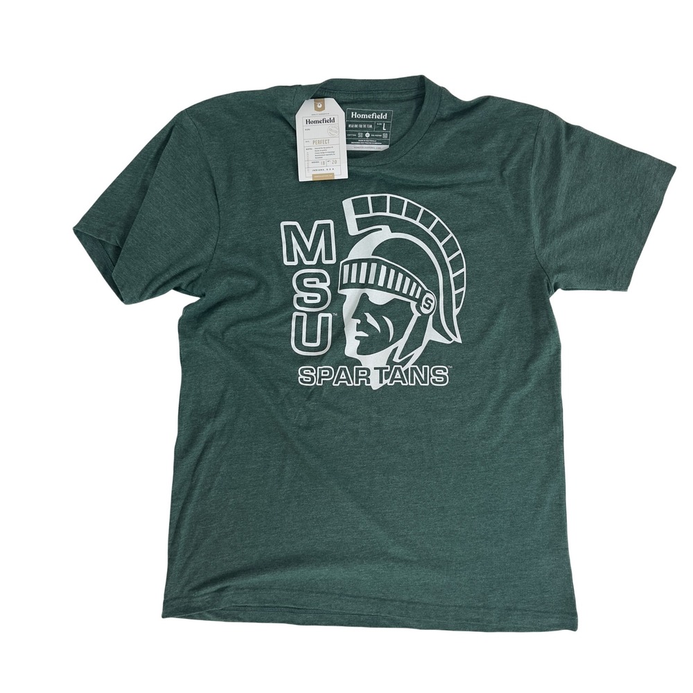 NWT Homefield MSU Spartans T Shirt Green Large Cotton‎ Polyester Blend